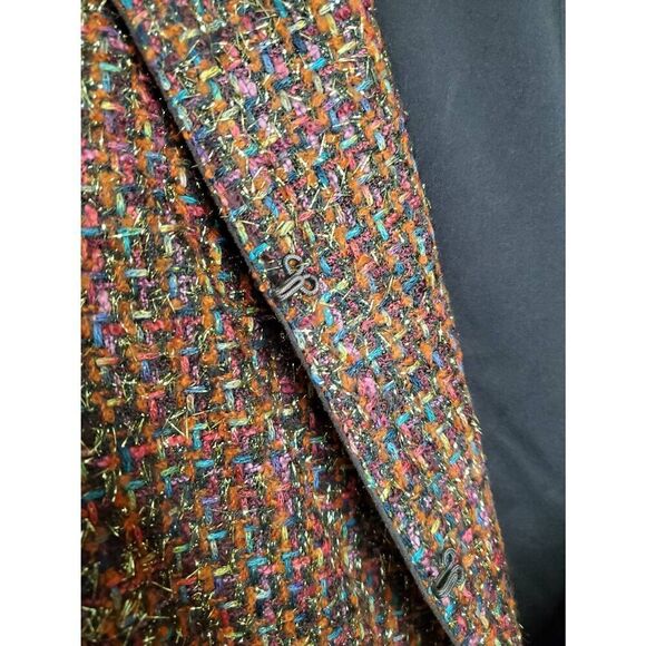 Chico's Metallic Gold Rainbow Shine Tweed Woven Festive Vikey Jacket Office Sz S - Picture 5 of 10